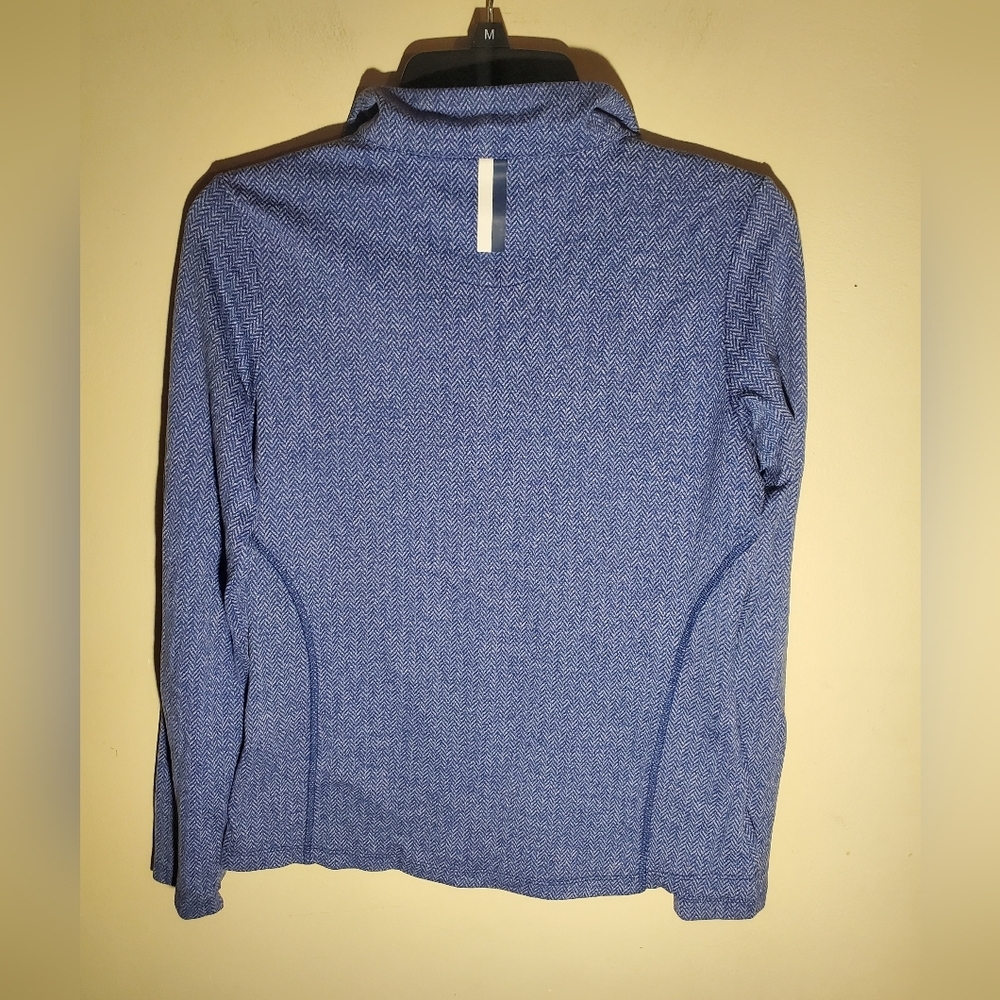 Rhoback Women's The Heather Performance Q-Zip Long Sleeve Shirt blue herringbone - Picture 2 of 5
